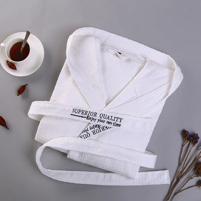 Cotton Men Bathrobe Stain Robe Man's Sleepwear Hooded Soft Nightgown for Male Pajamas Gown Lounge Wear Nature Bamboo Summer