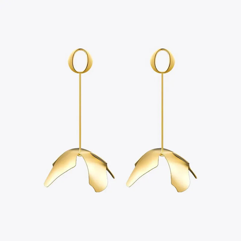 Enfashion Long Large Flower Dangle Earrings Rose Gold color Earings Drop Earrings For Women Long Earring Jewelry brinco