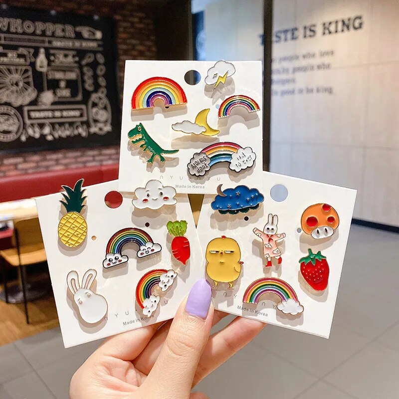 Random Fashion 2/4/6/8/10PCS Metal Brooch Pin For Boy Girl Kid Gift Lapel Bag Clothes Decorative Ornament Brooch Pin Accessories