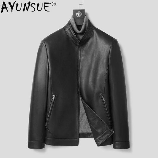 Autumn Coat Male Men's Genuine Cowhide Leather Jacket Men Clothing 2024 New Stand Up Collar Clothes Hommes Veste LXR960