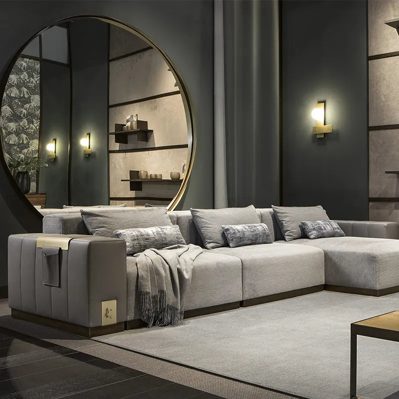 Light luxury Nordic sofa modern minimalist small apartment villa living room leather art three-seat sofa home