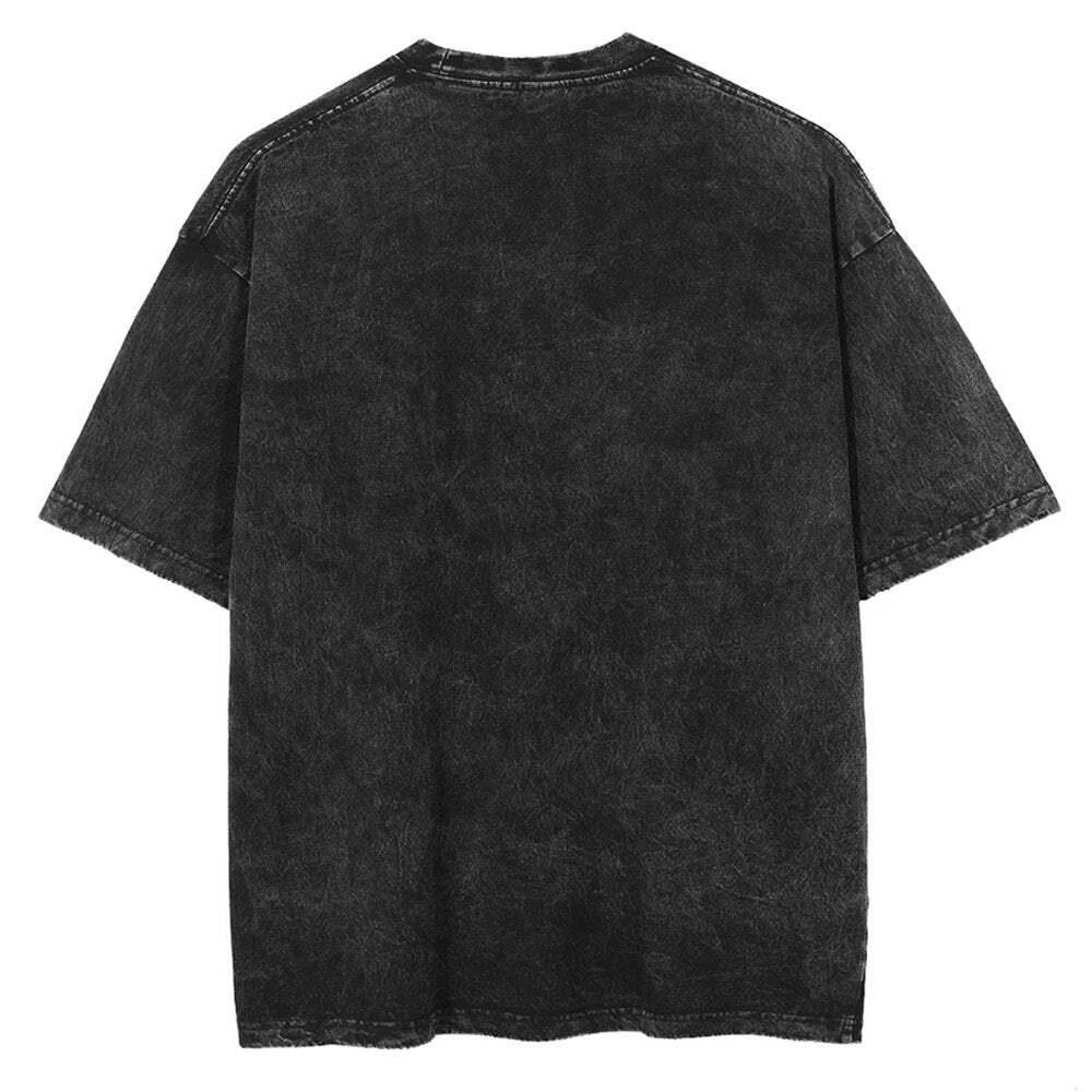 Harajuku Streetwear Hip Hop Japan Anime BLEACH Graphic Print T Shirts Men Oversized Tee Washed Cotton Short Sleeve Tee Shirts