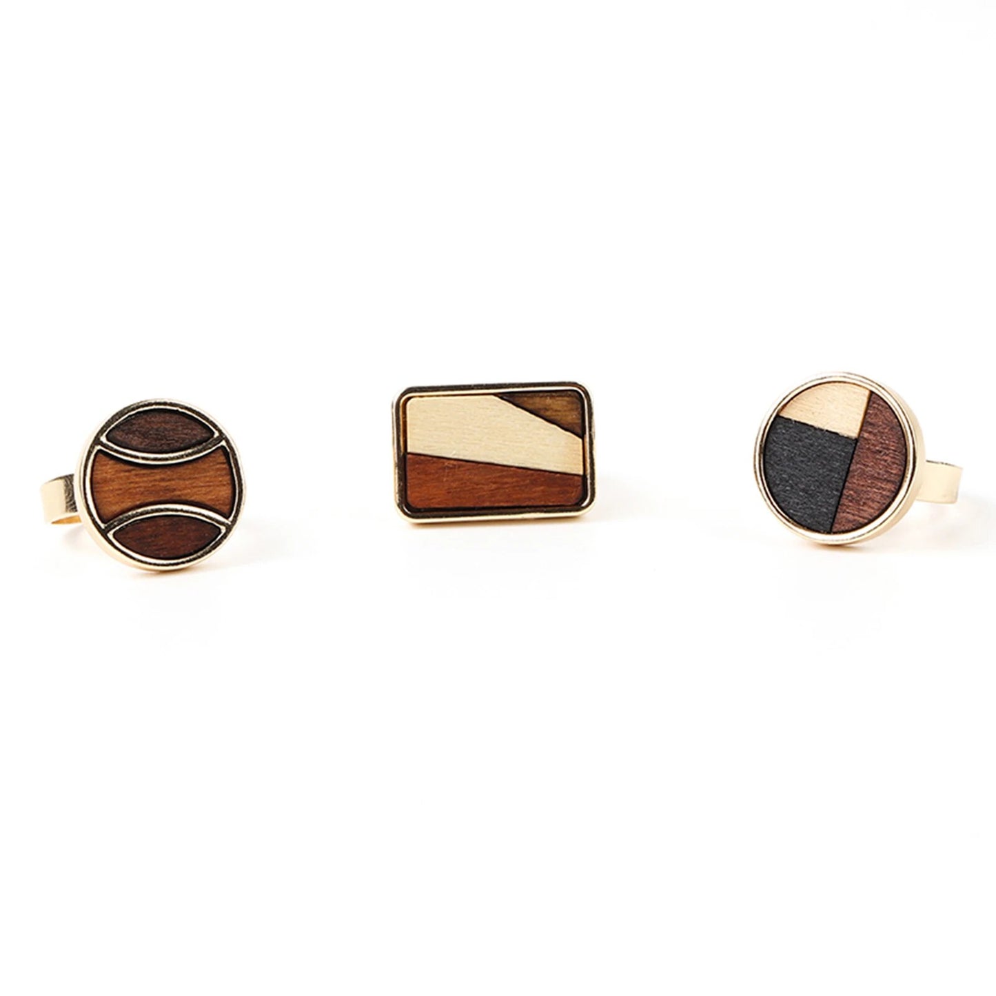 1 PC Vintage Geomtric Open Adjustable Rings For Women Jewelry Natural Splicing Wooden Rings Daily Business Accessories Gift