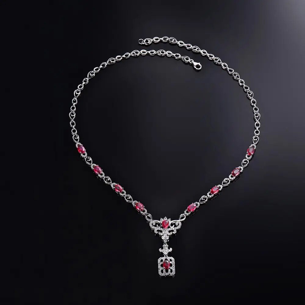 LOVERJEWELRY Luxury Diamonds Lady Ruby Necklace Special Design 18K White Gold For Women Party Fine Jewelry Christmas Wife Gift