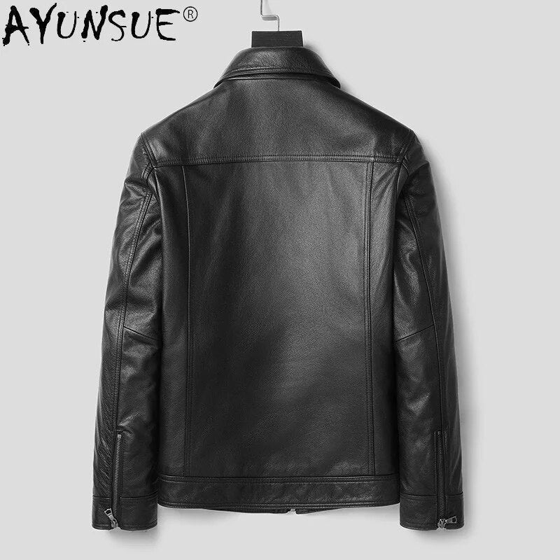 New Men's Genuine Cowhide Leather Jacket Men Clothing Autumn Clothes Winter Jackets Mens Zipper Coat Hommes Veste LXR957