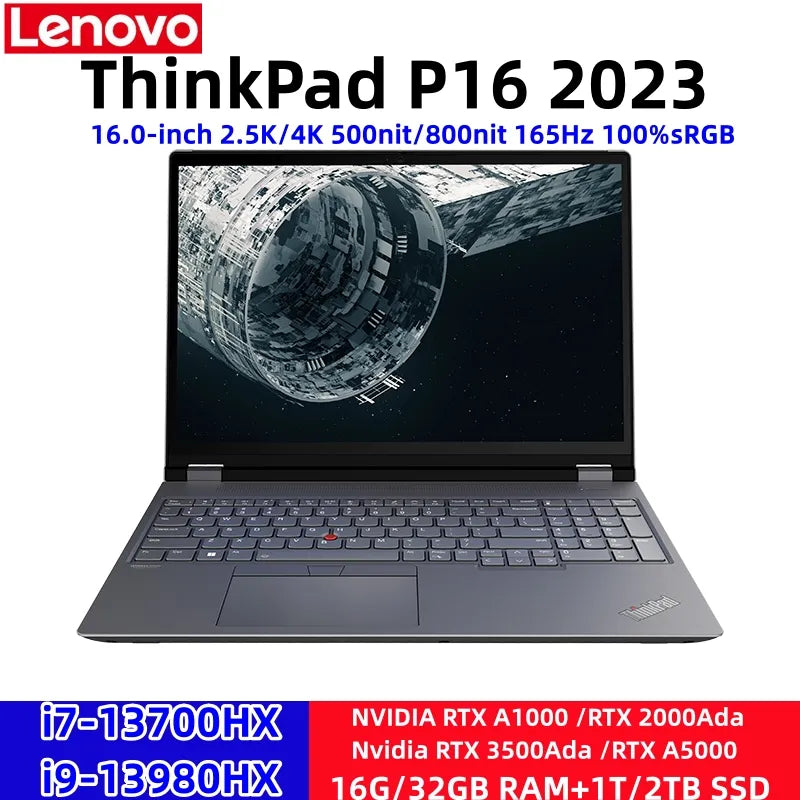 Lenovo Laptop ThinkPad P16 2023 13th Core i7-13700HX/i9-13980HX 16G/32GB RAM+1T/2TB SSD 16-Inch 2.5K/4K 165Hz Notebook Computer