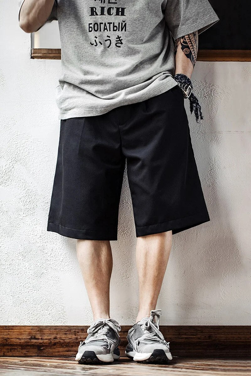Maden Workwear American Casual Shorts Drop Loose Straight Fit Versatile 5-point Suit Pants for Men's Sport Gym Summer