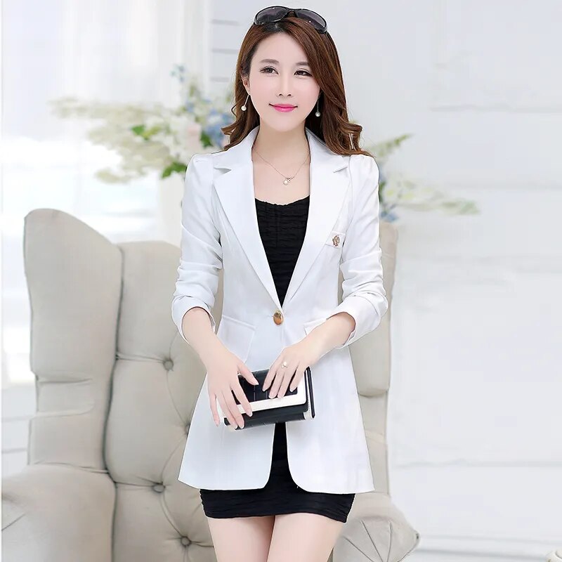 New S-3XL Blazers Women's Suits 2023 Spring Autumn Ladies Jackets Blazer All-match Slim Long-Sleeve Coat Female Suit Girl Black - KAISERINC
