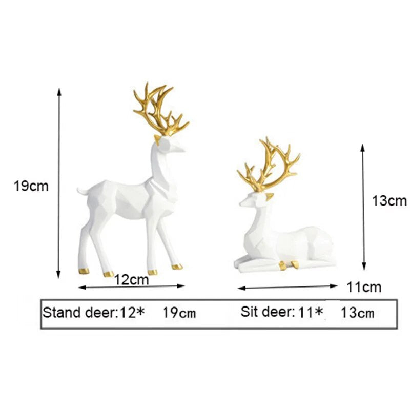 Home Decor Resin Deer Head Figurine Statue Nordic Crafts Figurines Sculpture Creative Gifts Modern Home Decoration Art Ornament