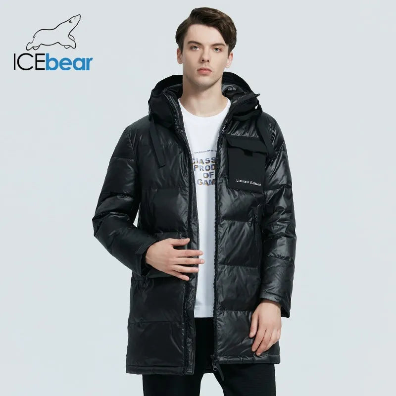 ICEbear 2022 high-quality men's casual hooded jacket new winter mid-length cotton coat brand men's clothing  MWD20923I