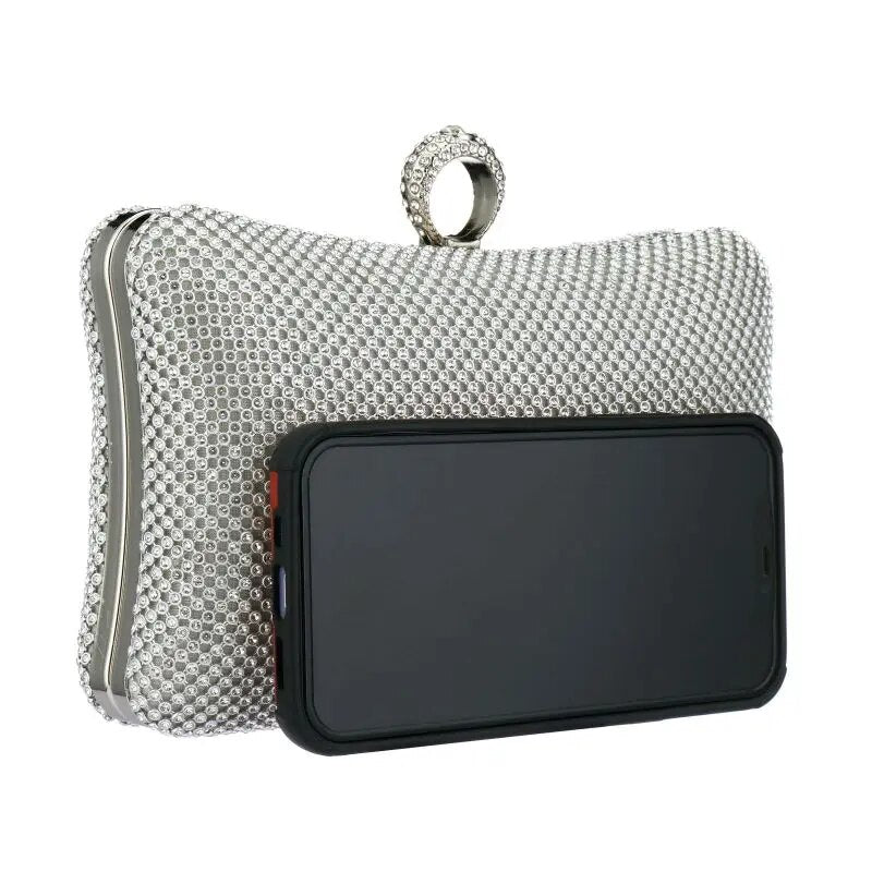 Ladies Evening Party Clutch Bag Evening Clutch Handbag Chain Women Wallet Purse for Cellphone Lipstick Wedding Clutch Silver