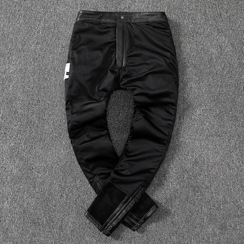 quality 2023 new high luxury brand real mens genuine leaher cargo pants.black Pro biker cow leather long pants.Protective gear t