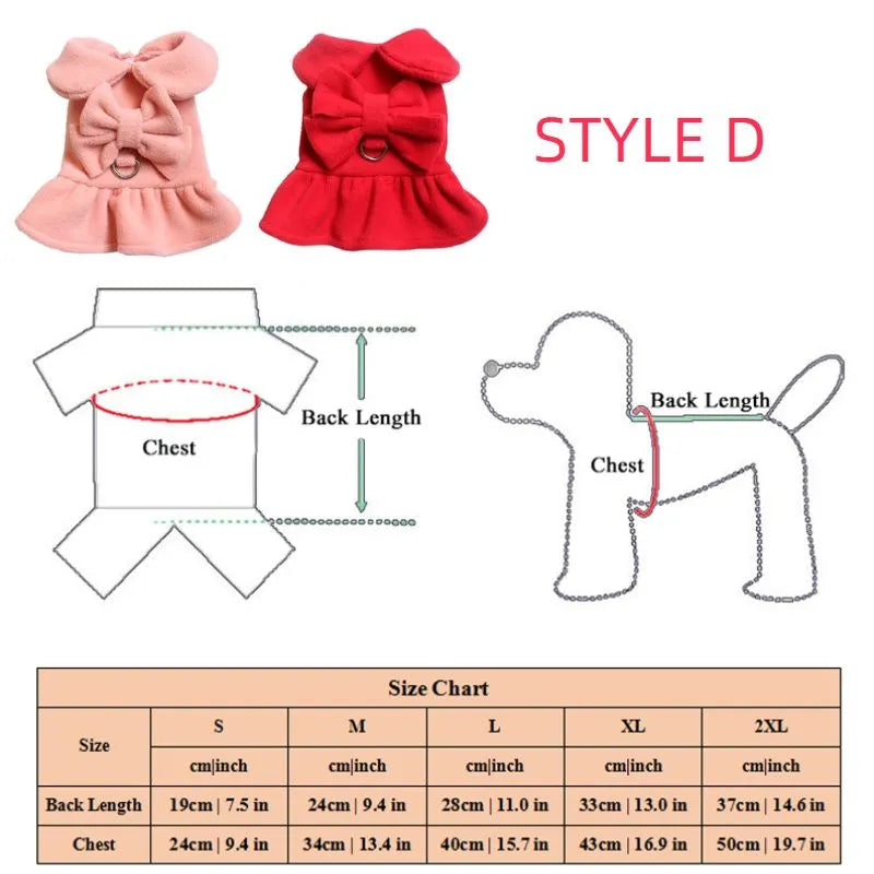 Princess Dog Christmas Bow Skirt Pets Cat Warm Dog Woolen Dress Vest Coat Puppy Sweater Pet Apparel For Chihuahua Yorkie S-XXL - KAISERINC