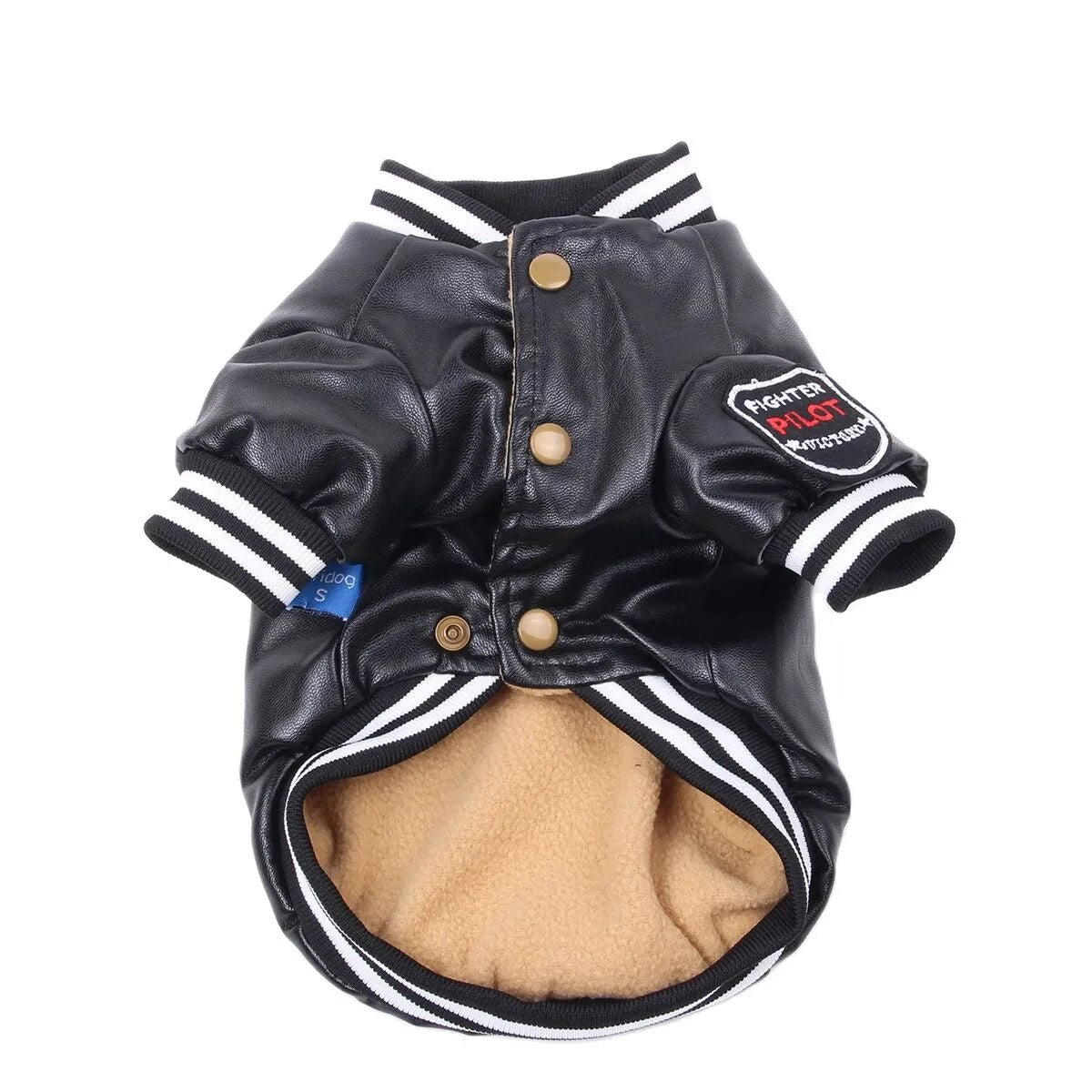 Winter Dog Coat Jacket Faux Leather Fleece Teddy Warm Pet Puppy Clothing Apparel - KAISERINC