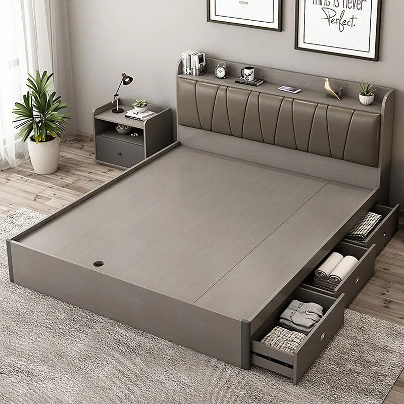 RAMA DYMASTY genuine leather soft bed modern design bed bett, cama fashion king/queen size bedroom furniture
