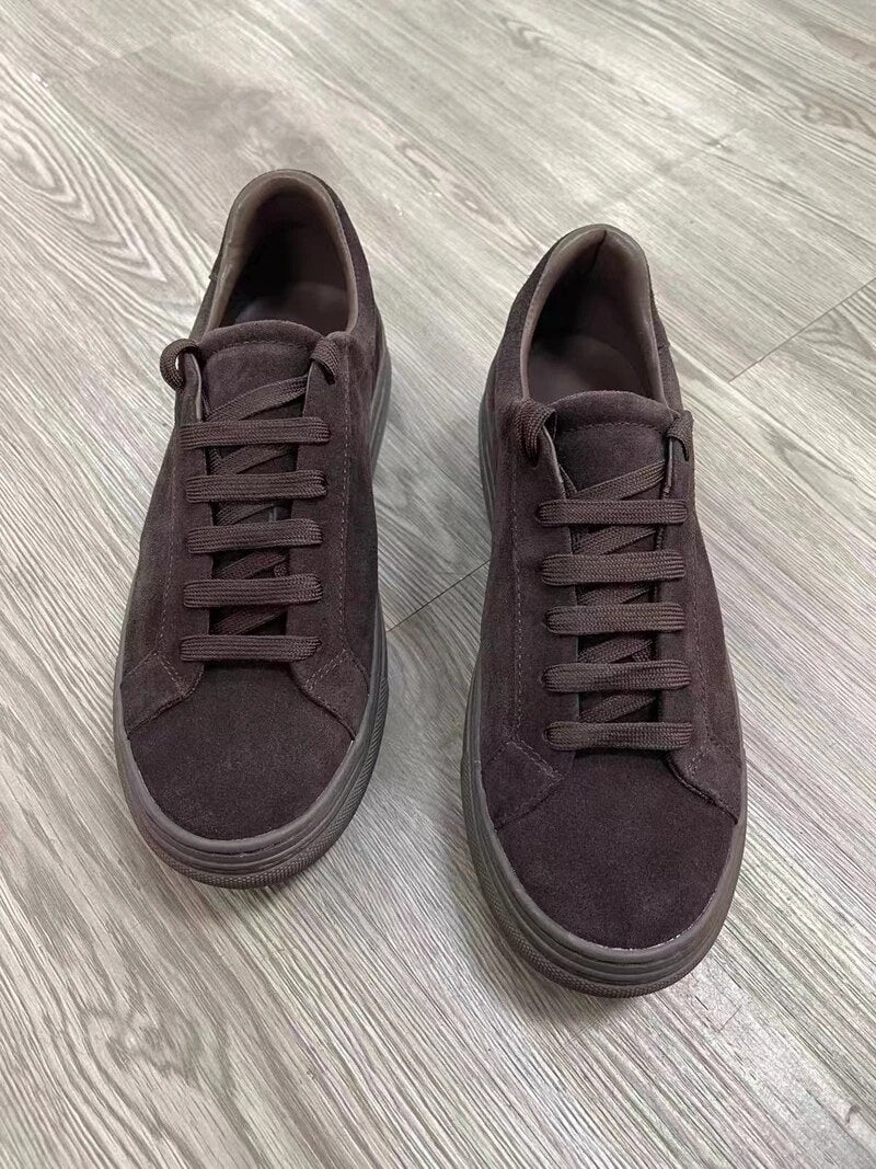 Modelutti 2023 New Men Summer Genuine Leather Round Head Lacing Flat Sneakers Solid Simple Versatile Basic Shoe Casual Male Chic