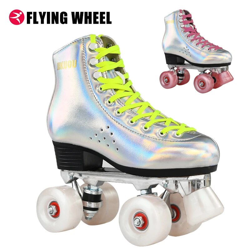 Dazzling Wind Flash Roller Skate Shoes Ice Rink Skate 4 Wheels Sneakers Six Lights Illuminated Wheels With Large Speed Pulley