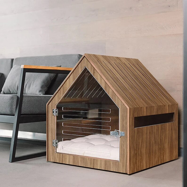 Customized Solid Wood Dog House Indoor Luxury Wooden Pet House Cat Dog Pet Houses Furniture Wood Bed