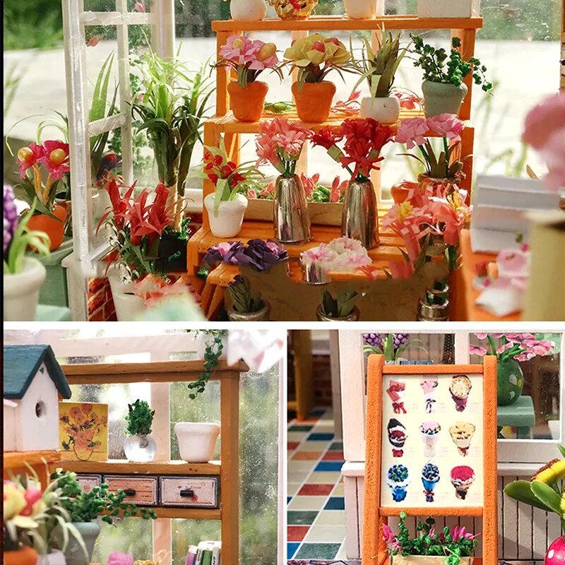 CUTEBEE DIY Dollhouse Wooden Miniature Mini Doll House with Garden to Build Furniture Kit Casa Toys for Children Birthday Gift