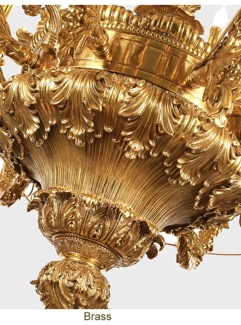France Copper Chandelier Candle Luxurious House Retro Loft Luxury Hanging Lamp Reception Room Apartment Brass Ceiling Lights LED