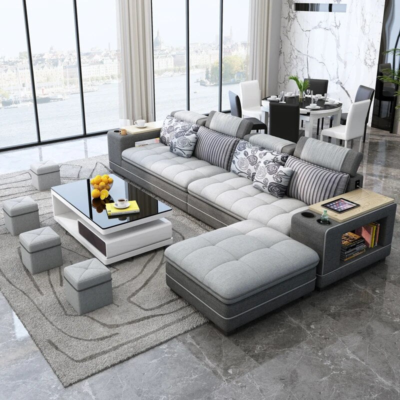 Fabric Living Room Sofa Chaiselong Creative Shape Corner Minimalist Couch Nordic Modern Wohnzimmer Sofas Bedroom Furniture WXHYH
