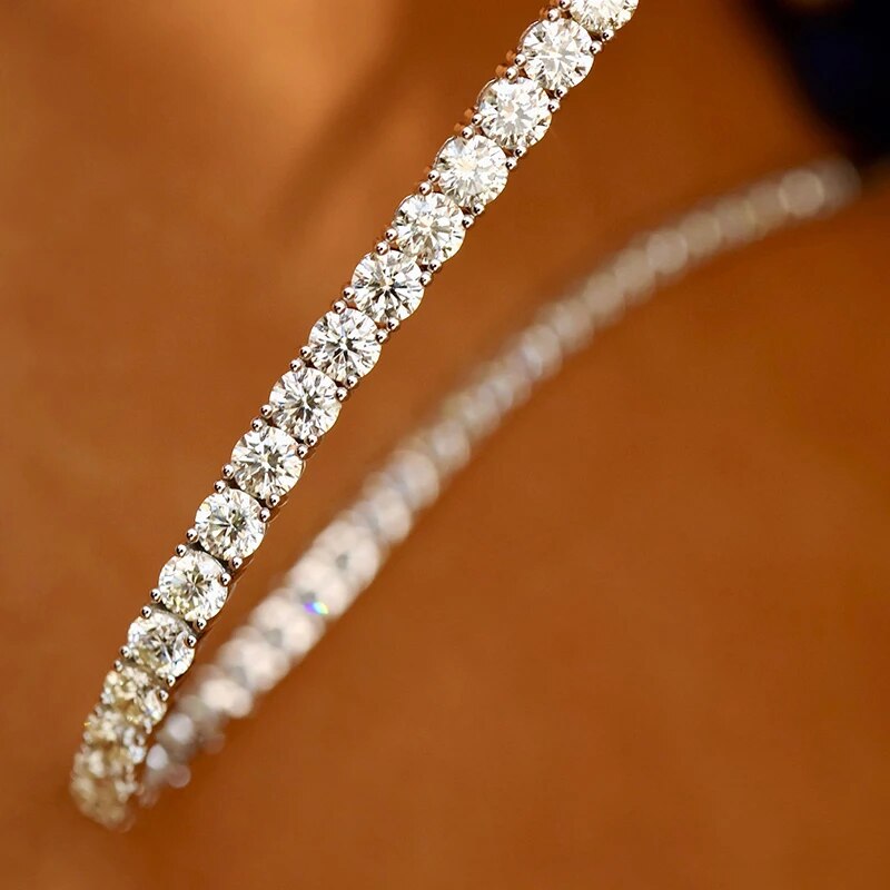 Aazuo 18K Jewelry White Gold Natural Diamonds 7.0ct Classic Tennis Bracelet For Woman Upscale Trendy Wedding Engagement Party