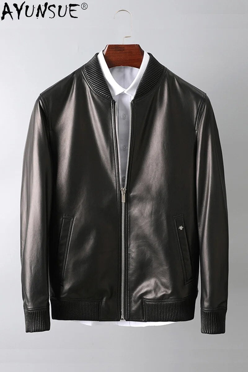 Men Jacket Genuine Leather Jackets Mens 5XL Sheepskin Clothes 2024 Men's Clothing Bomber Coat Male Hommes Veste LXR463