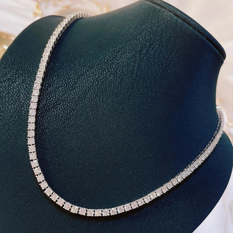 Aazuo Fine jewerly 18K Gold Real Diamonds 8.85ct F VS Luxury Classic Tennis Necklace Gife For Woman Senior Party Charm Jewelry