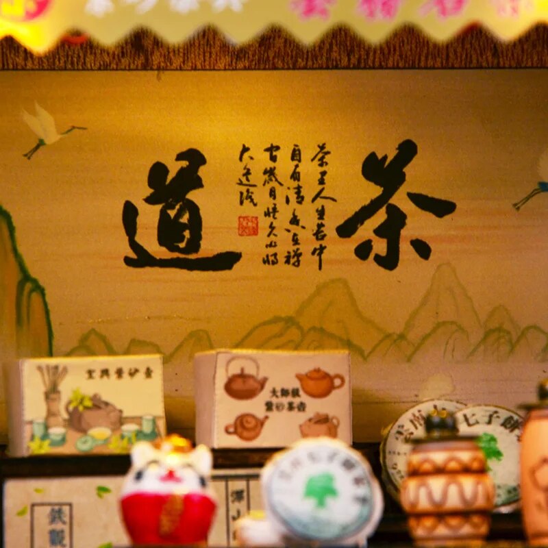 Cutebee DIY House Miniature with Furniture LED Model Building Blocks Toys for Children Casa De Boneca Chinese Folk Architecture