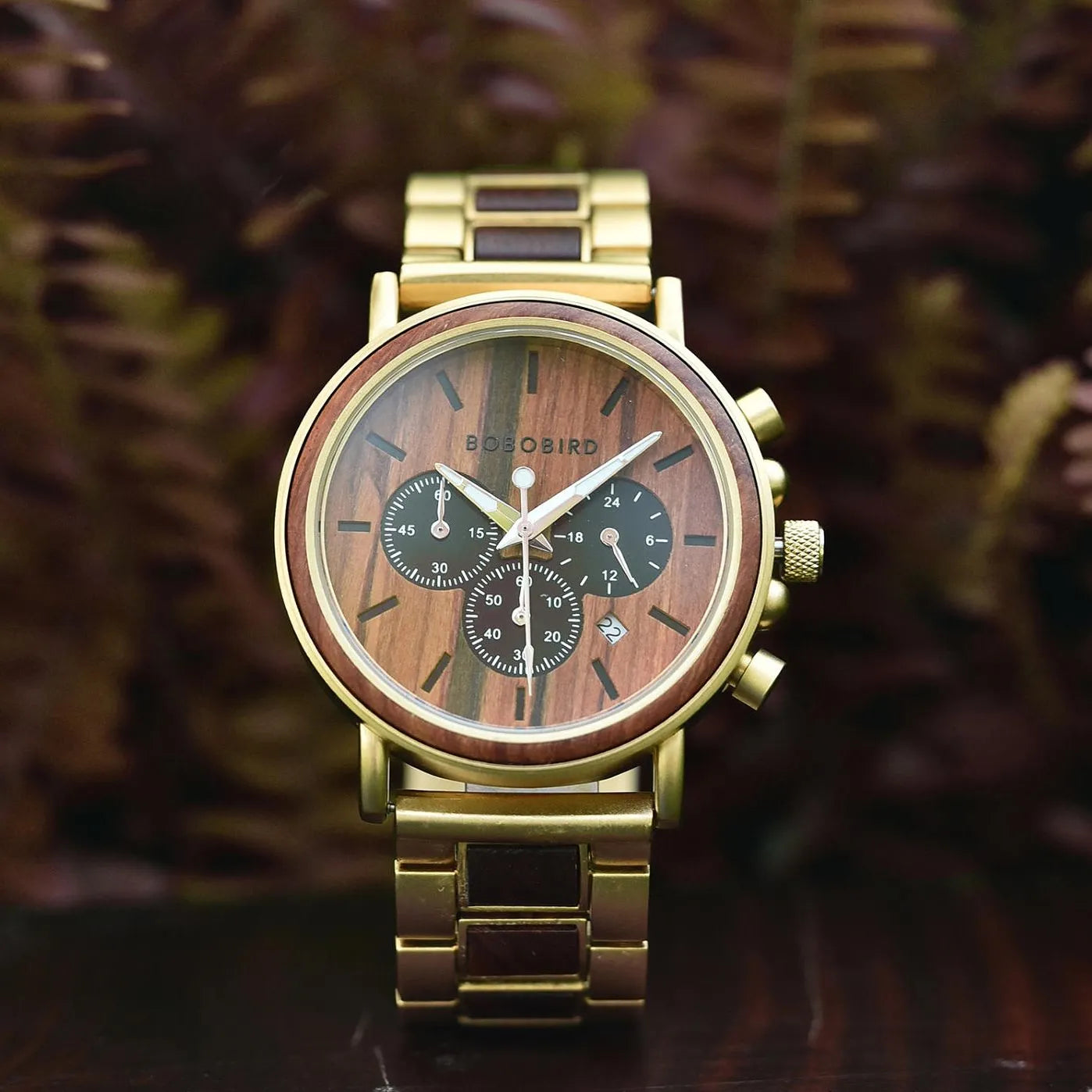 BOBO BIRD Wooden Men Watch Relogio Masculino Top Brand Luxury Chronograph Date Display Stop Watches erkek kol saati Great Gifts