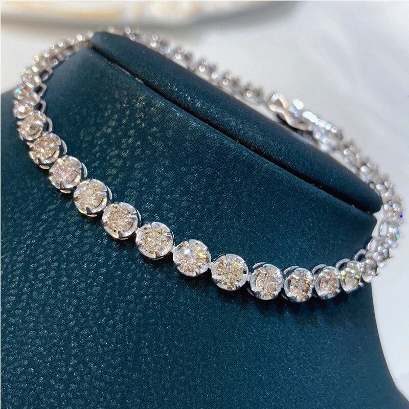 Aazuo Fine Jewelry Real 18K White Gold Natrual Diamond 5.0ct Classic Tennis Bracelets For Woman Upscale Trendy  Engagement Party