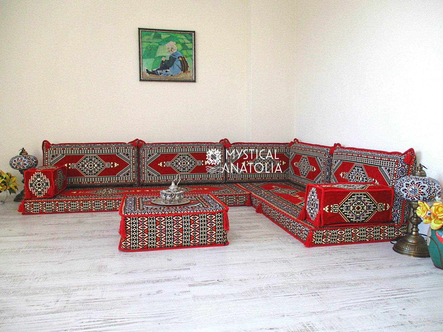 L Shape Arabic Corner Floor Seating Sofa Majlis Cushions Oriental Jalsa Bench Area Traditional Arab Sofas Furniture Toshak