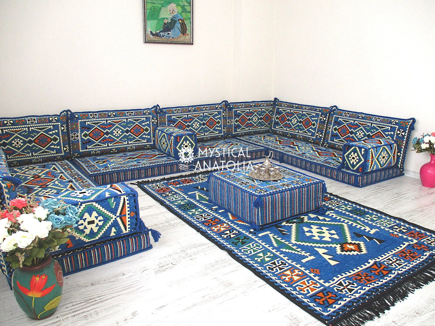 U Shape Arabic Floor Seating Sofa Majlis Cushions Oriental Jalsa Bench Area Traditional Arab Sofas Furniture Toshak Arabian