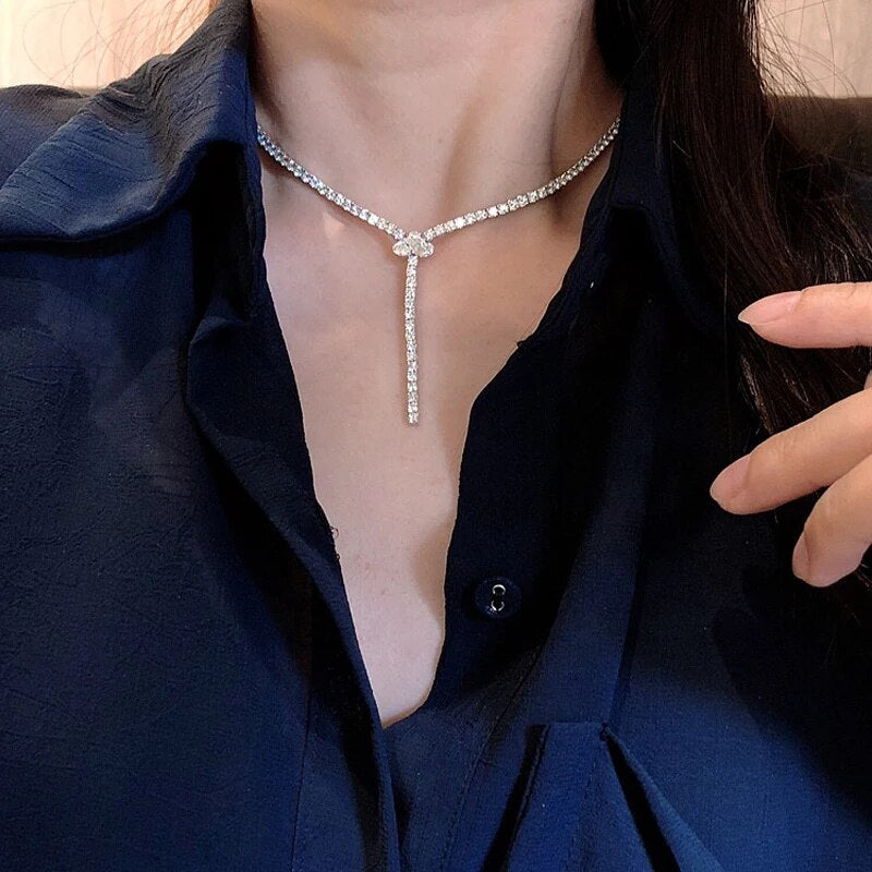 Aazuo 18K Pure White Gold Real Diamond 11.2ct Luxury Full Diamond Choker Necklace Gifted For Women  Wedding Party Senior Banquet