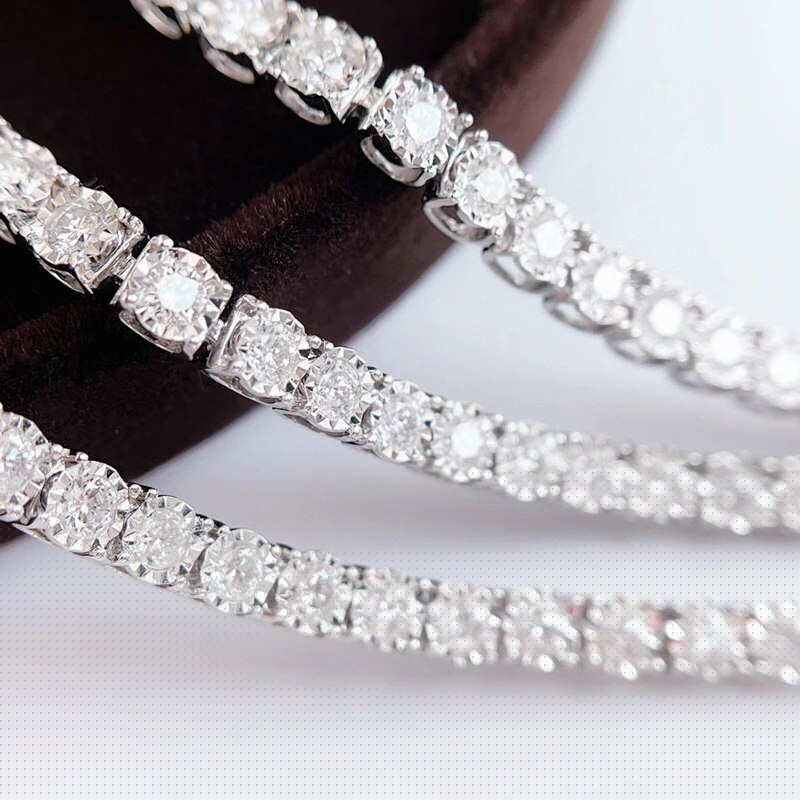 Aazuo Real 18K White Gold Real Diamond 1.0-2.0ct Trapezium Bull head Tennis Bracelet For Woman Upscale Trendy  Engagement Party