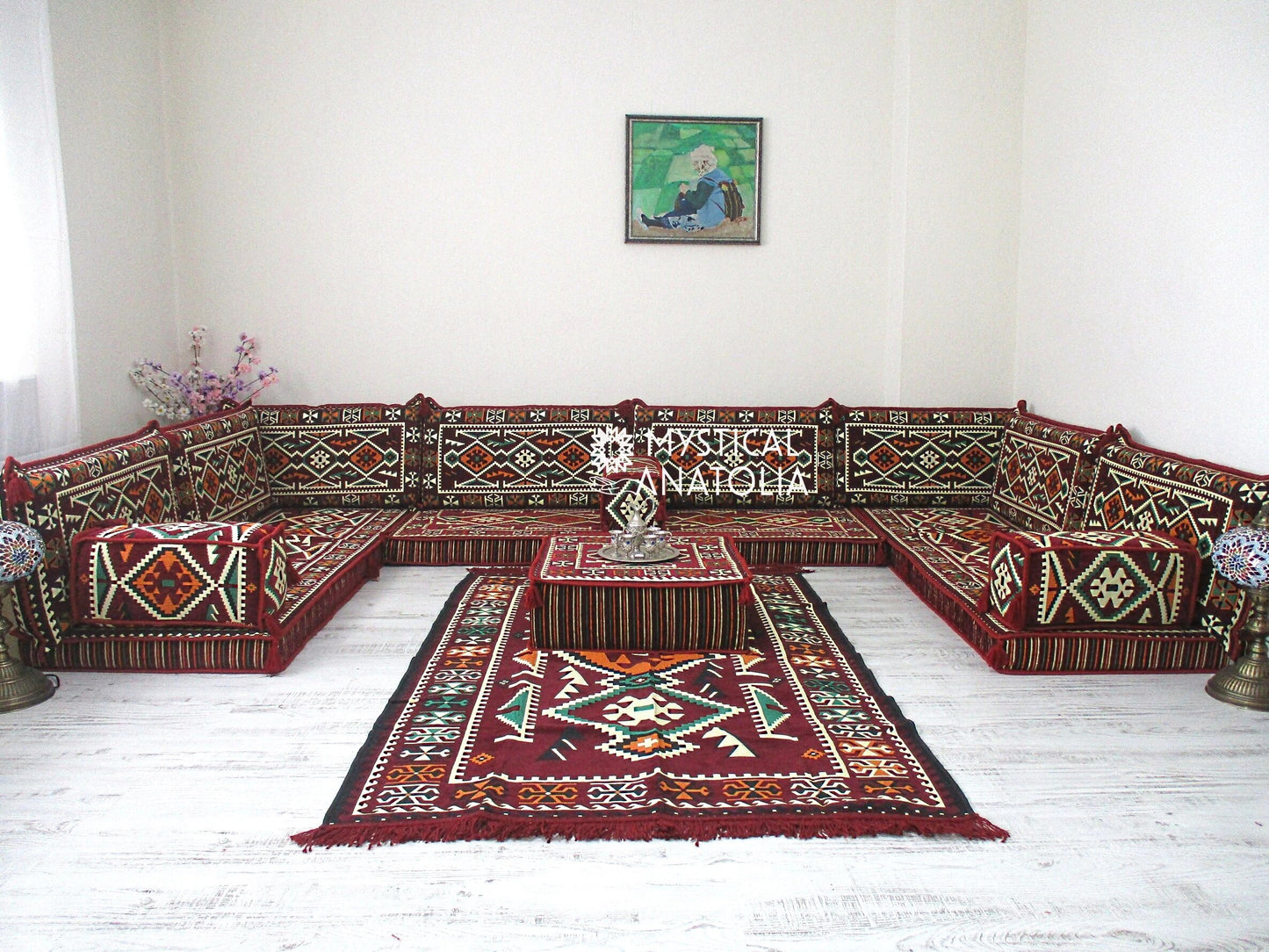 U Shape Arabic Floor Seating Sofa Majlis Cushions Oriental Jalsa Bench Area Traditional Arab Sofas Furniture Toshak
