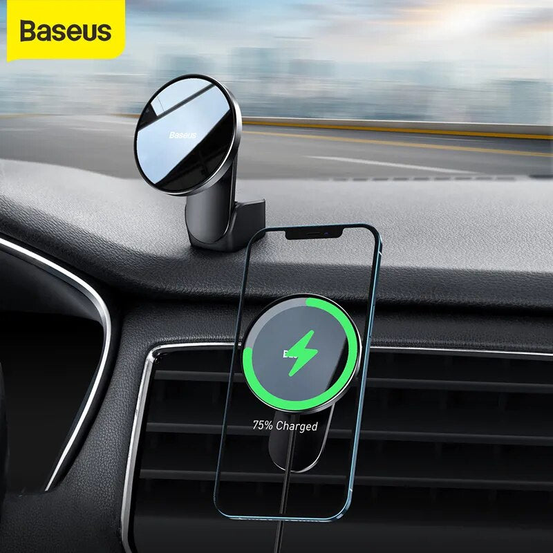 Baseus Car Phone Holder 15W Wireless Charger Stand Magnetic Charger Mount for iPhone 12 Series Strong Megnetic