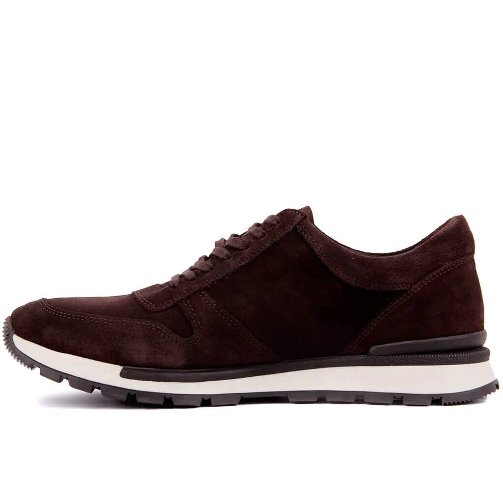 Sail Lakers-Brown Suede Leather Men Casual Shoes Sneakers Casual Shoes Daily Shoes Fashion Man Breathable Walking Shoes Lace Up Flat Shoes