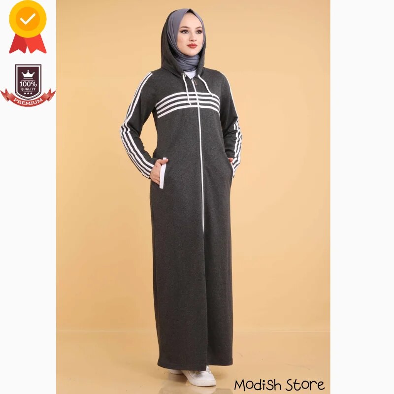 Tracksuit Double Sport Muslim Sets 2021 Turkish Women's Clothing Winter Autumn Arabic Dubai Black Abayas Kaftan Ramadan Moroccan