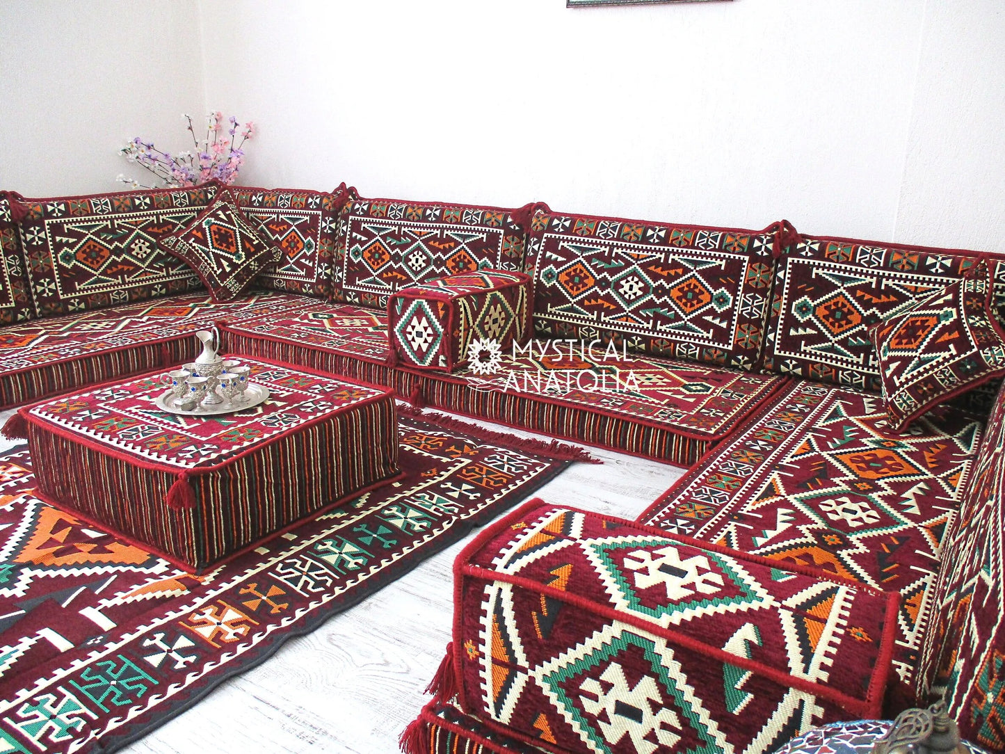 U Shape Arabic Floor Seating Sofa Majlis Cushions Oriental Jalsa Bench Area Traditional Arab Sofas Furniture Toshak