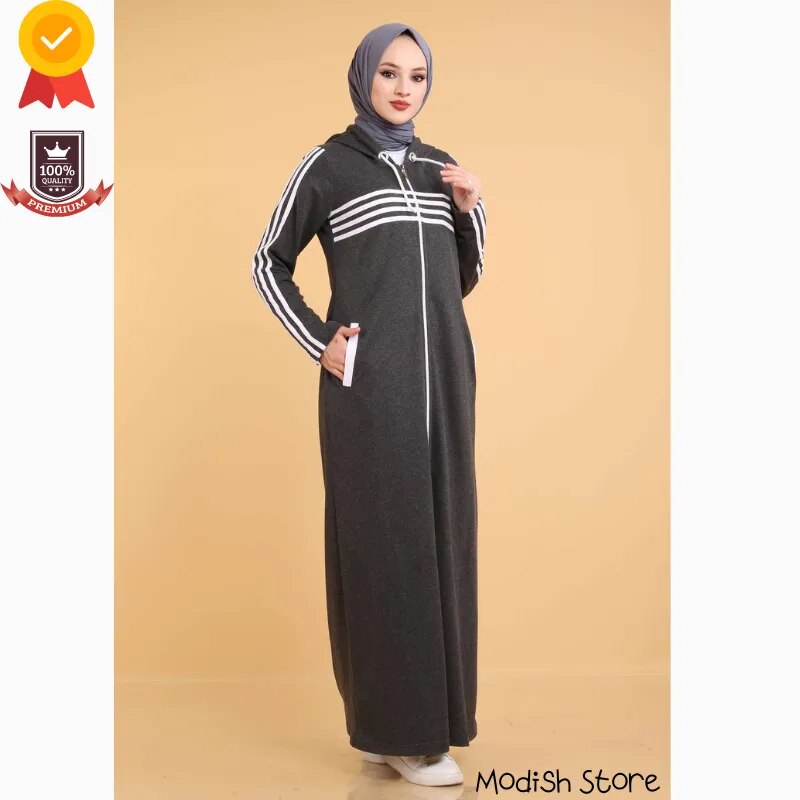 Tracksuit Double Sport Muslim Sets 2021 Turkish Women's Clothing Winter Autumn Arabic Dubai Black Abayas Kaftan Ramadan Moroccan