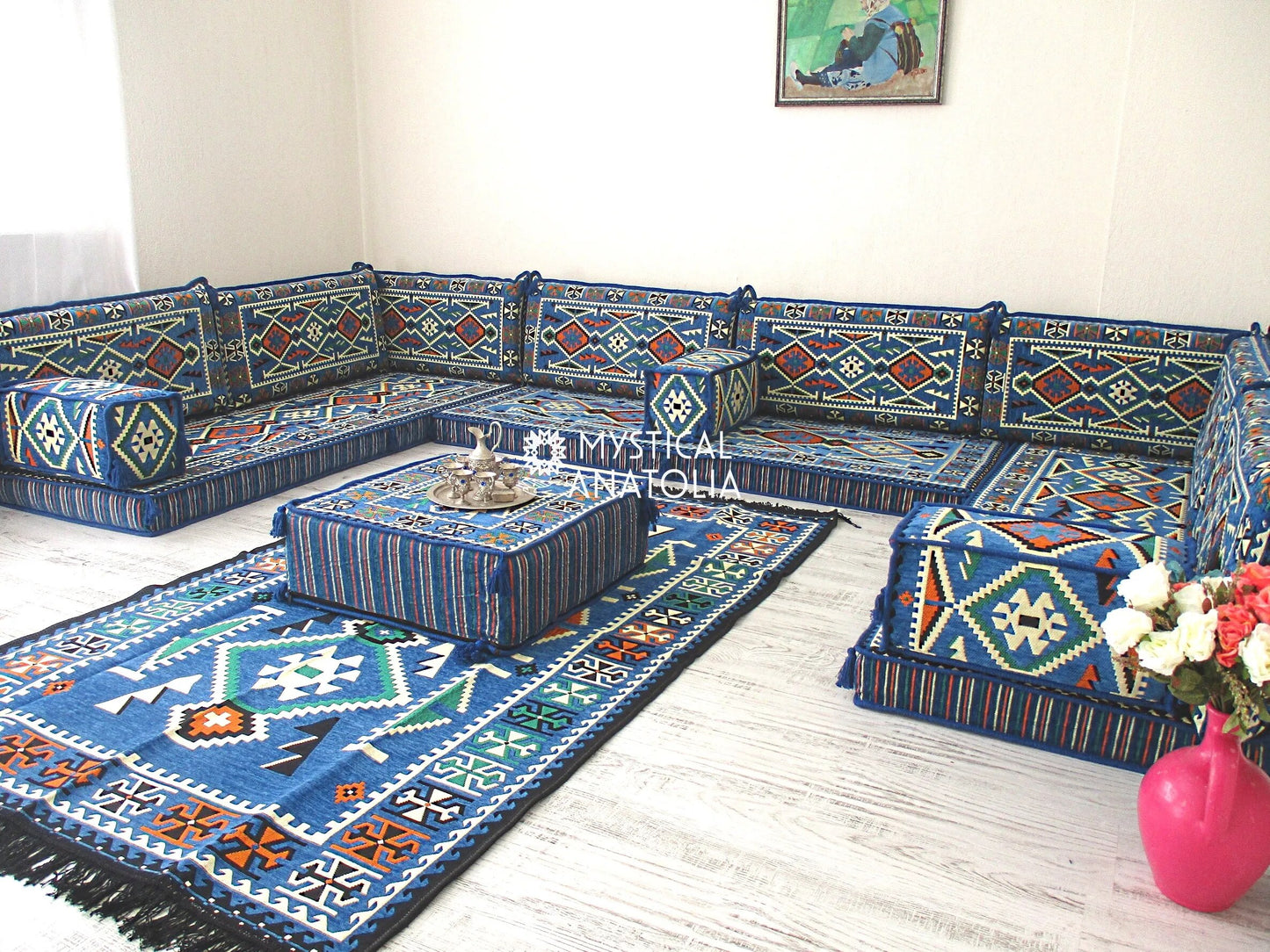U Shape Arabic Floor Seating Sofa Majlis Cushions Oriental Jalsa Bench Area Traditional Arab Sofas Furniture Toshak Arabian
