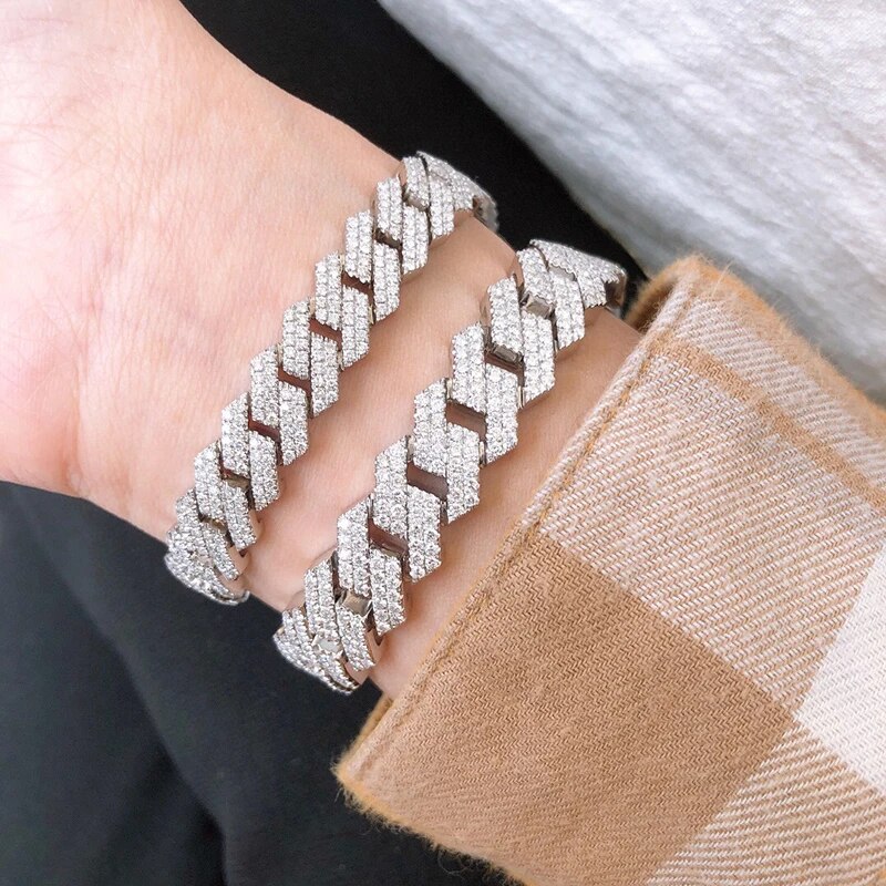 Aazuo Cool Jewely High Quality18K Pure White Gold Real Diamond Luxury Hit hot Cuban Chain Bracelet For Man Upscale Trendy Party
