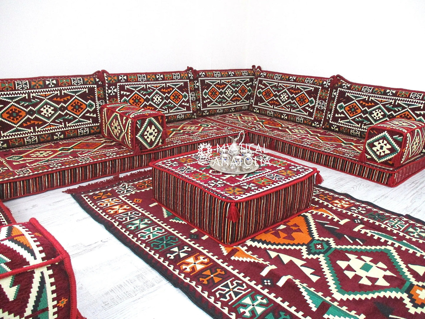 U Shape Arabic Floor Seating Sofa Majlis Cushions Oriental Jalsa Bench Area Traditional Arab Sofas Furniture Toshak