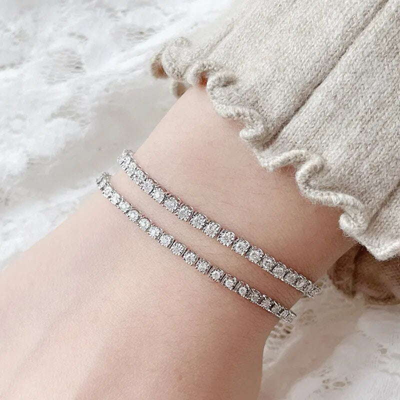 Aazuo Real 18K White Gold Real Diamond 1.0-2.0ct Trapezium Bull head Tennis Bracelet For Woman Upscale Trendy  Engagement Party