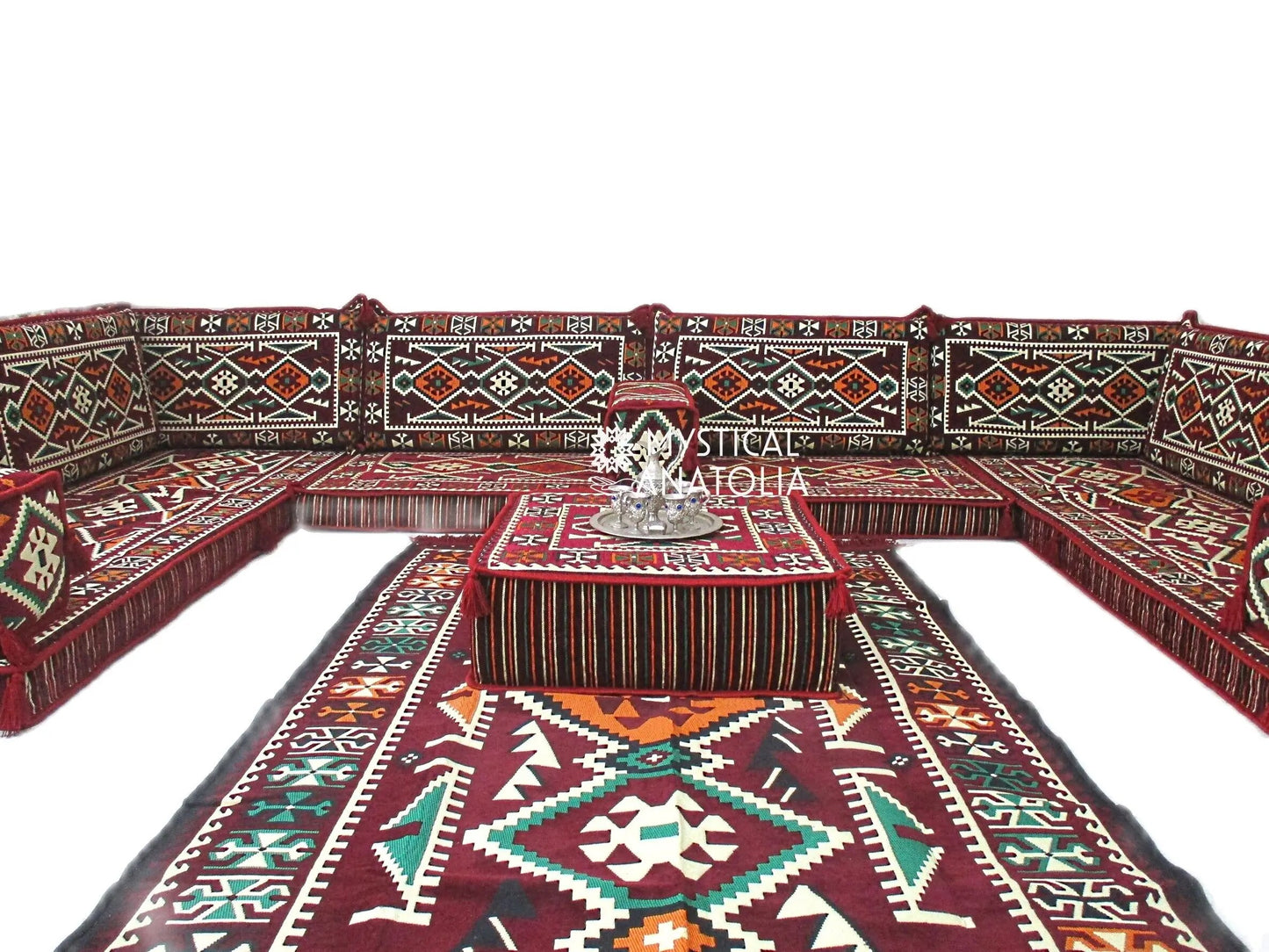 U Shape Arabic Floor Seating Sofa Majlis Cushions Oriental Jalsa Bench Area Traditional Arab Sofas Furniture Toshak