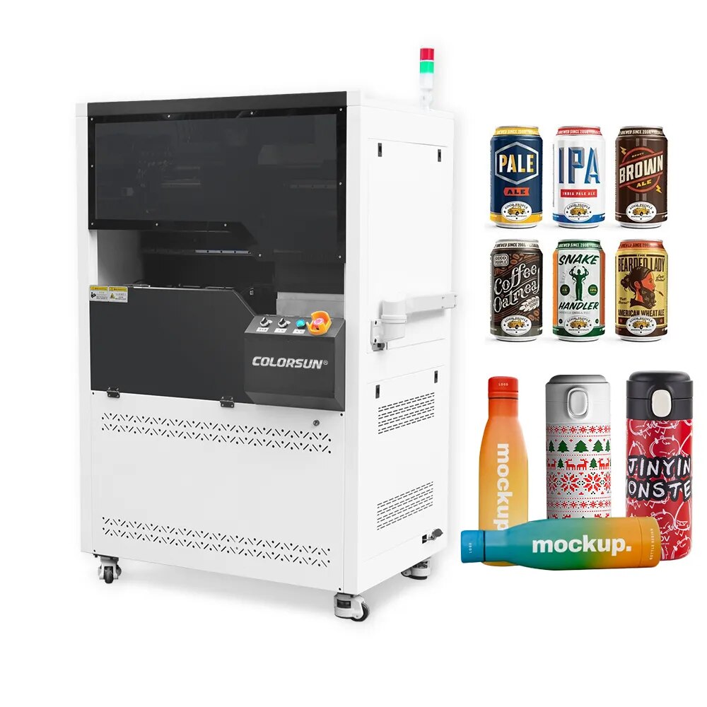 Cylinder UV Printer Automatic High Speed 3 Pcs XP600 Printheads for Epson Cylinder Glass Bottle Cans UV Printing Machine