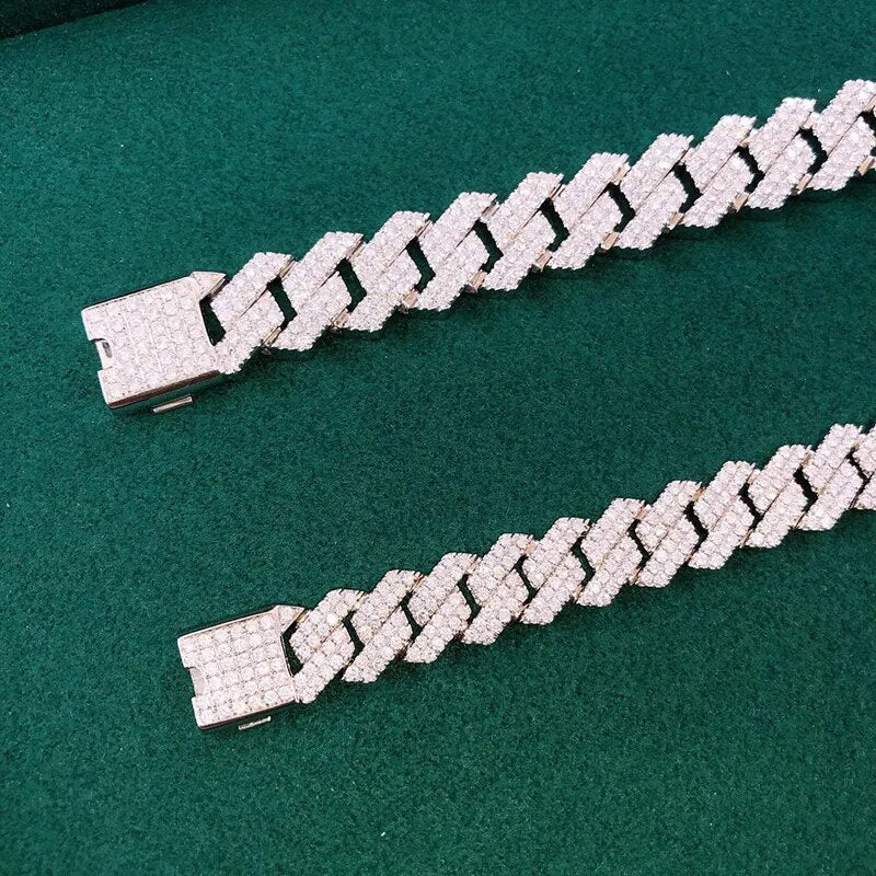 Aazuo Cool Jewely High Quality18K Pure White Gold Real Diamond Luxury Hit hot Cuban Chain Bracelet For Man Upscale Trendy Party