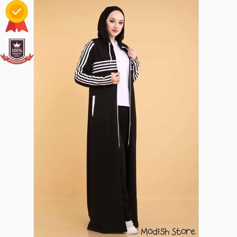 Tracksuit Double Sport Muslim Sets 2021 Turkish Women's Clothing Winter Autumn Arabic Dubai Black Abayas Kaftan Ramadan Moroccan