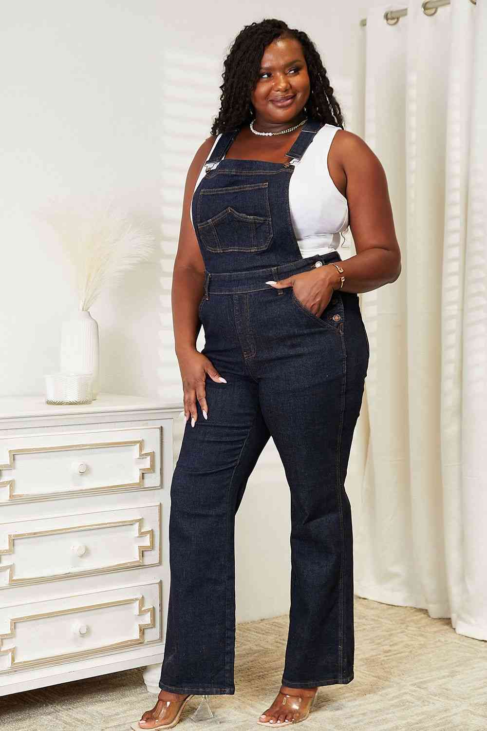 Judy Blue Full Size High Waist Classic Denim Overalls - KAISERINC